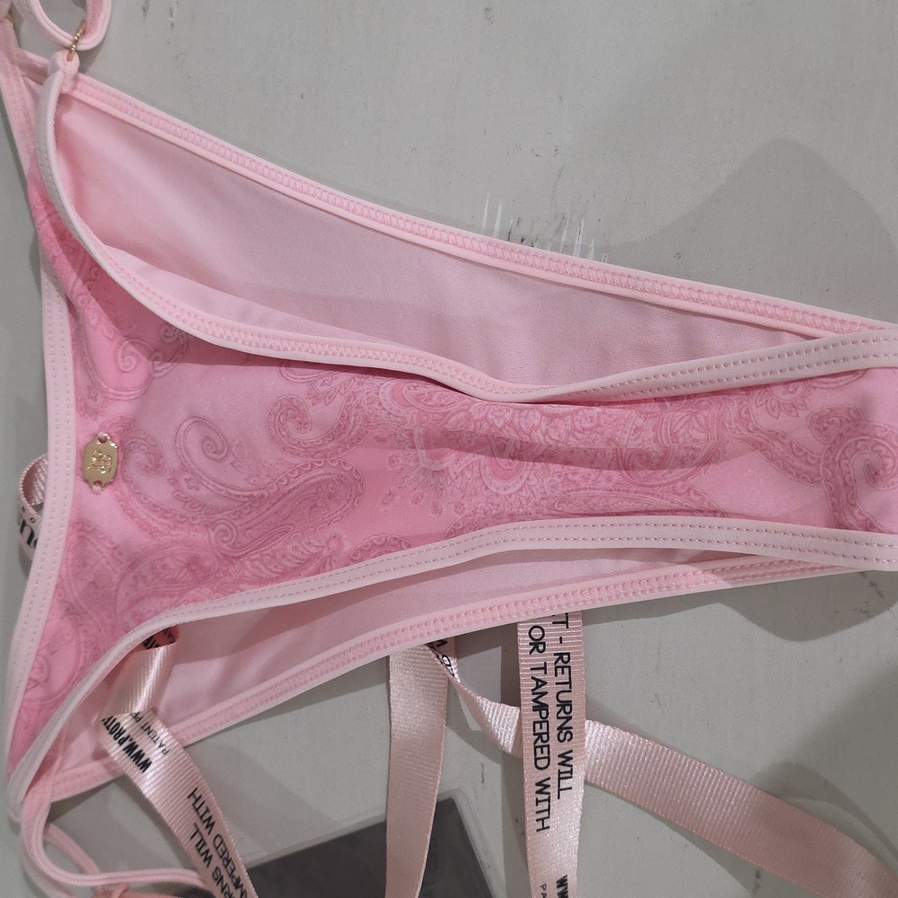 House of Cb‎ Cote Dazur pink paisley thong bikini bottom M NWT - Picture 5 of 6